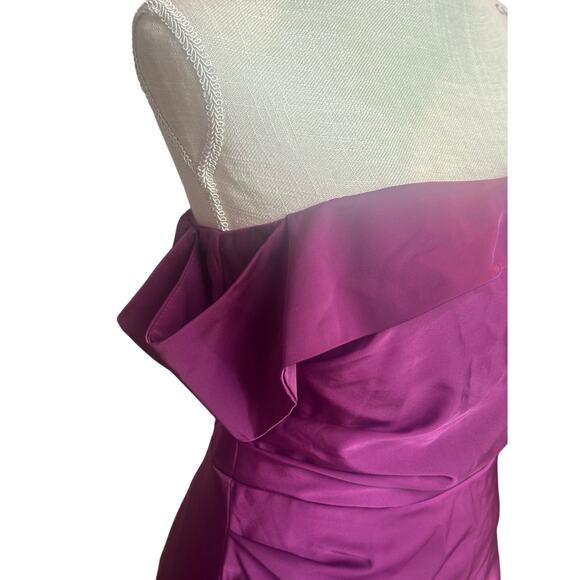 Showing Off a Little Magenta Asymmetrical Tulip Midi Dress Size Medium - Picture 3 of 7